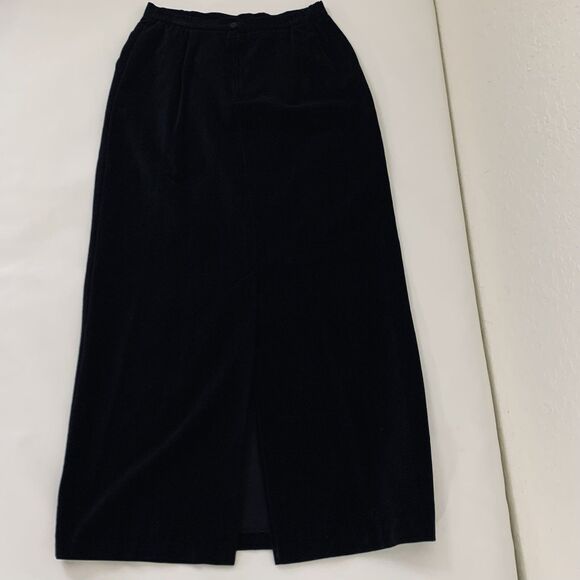 Vintage Velvet Maxi Skirt Black Pleats Pockets Stretch Rodeo Whimsygoth Western - Picture 2 of 12